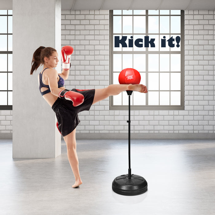 Adjustable Height Speed Ball Reflex Bag Kit - 122-154cm, Includes Stand and Gloves - Ideal for Boxing Practice and Reflex Training