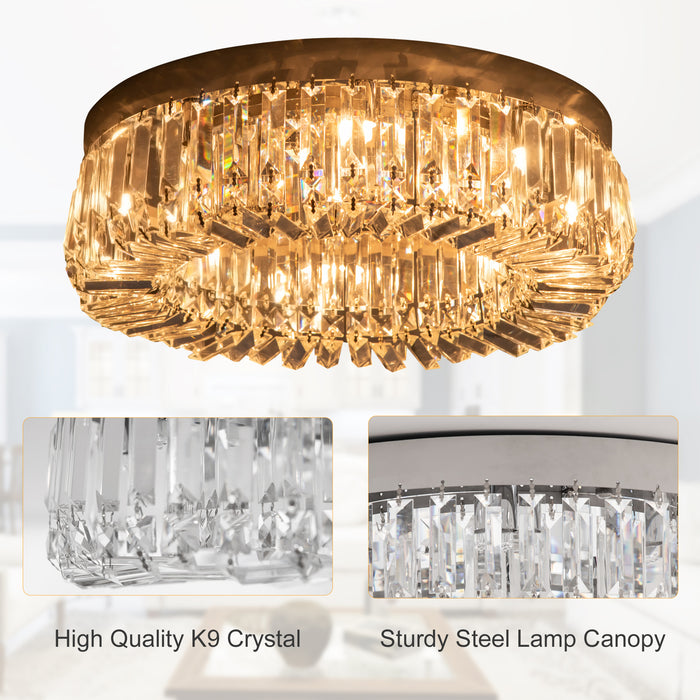 Stainless Steel Pendant Chandelier - Modern Crystal-Embellished Lighting Fixture for Home - Ideal for Living Room, Bedroom, Dining Room Elegance