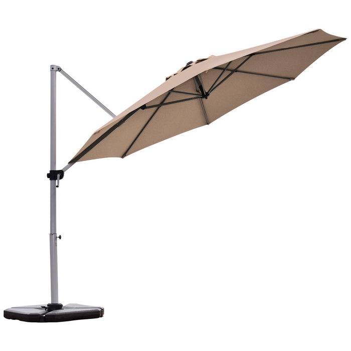 Cantilever Patio Umbrella 3.3m - Tilting Adjustment Feature and Sturdy Cross Base in Beige - Perfect Solution for Outdoor Sun Protection