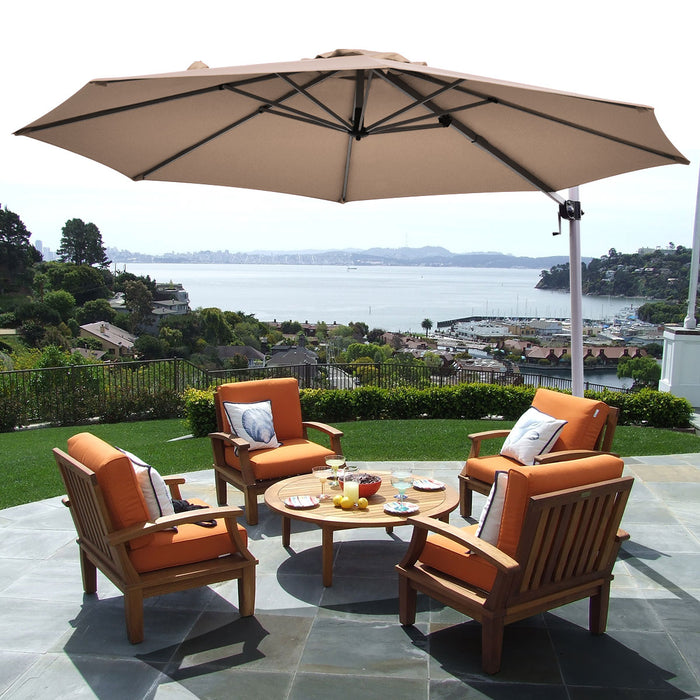 Cantilever Patio Umbrella 3.3m - Tilting Adjustment Feature and Sturdy Cross Base in Beige - Perfect Solution for Outdoor Sun Protection