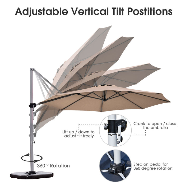 Cantilever Patio Umbrella 3.3m - Tilting Adjustment Feature and Sturdy Cross Base in Beige - Perfect Solution for Outdoor Sun Protection