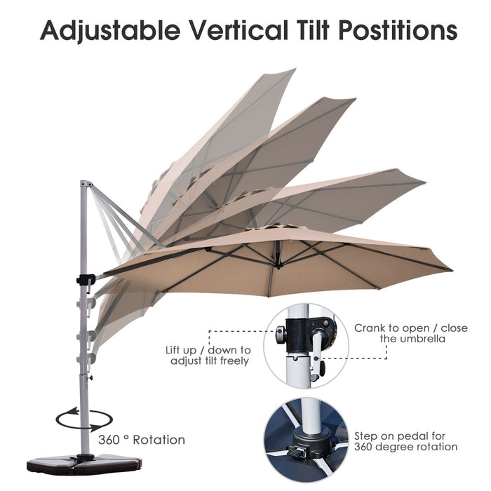 Cantilever Patio Umbrella 3.3m - Tilting Adjustment Feature and Sturdy Cross Base in Beige - Perfect Solution for Outdoor Sun Protection