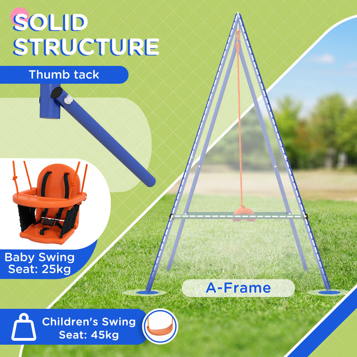 Metal Frame 2-in-1 Convertible Nursery Swing - Comfortable Seating with Safety Belt in Vibrant Orange - Ideal for Infants and Toddlers Outdoor Fun