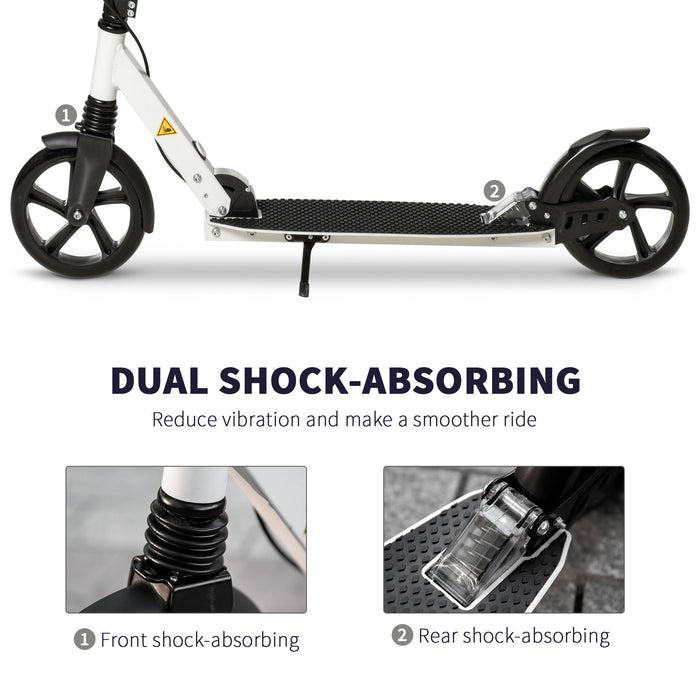 Foldable Scooter for Teens and Adults - One-Click Folding Mechanism, Adjustable Handlebar, Dual Brakes, Shock Absorption - Portable Push Scooter with Convenient Kickstand