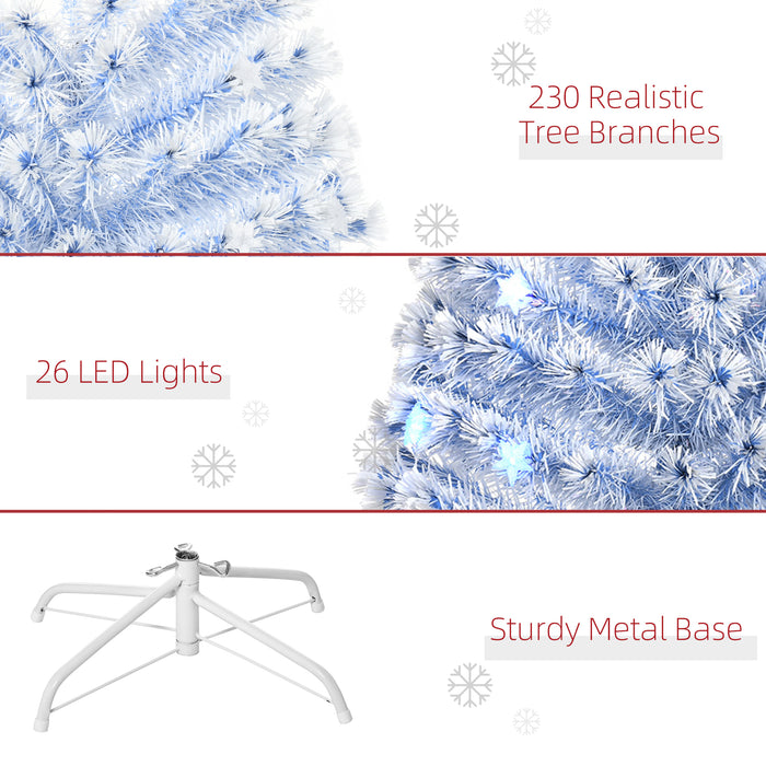 Artificial LED Fibre Optic Christmas Tree - 6FT Pre-Lit with 26 White and Blue Lights - Ideal for Festive Holiday Decoration