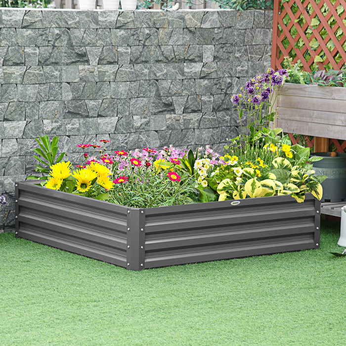 Square Raised Steel Garden Planter - 432L Capacity for Vegetables, Flowers, Herbs, 120cm x 120cm x 30cm - Ideal for Urban & Small Space Gardening