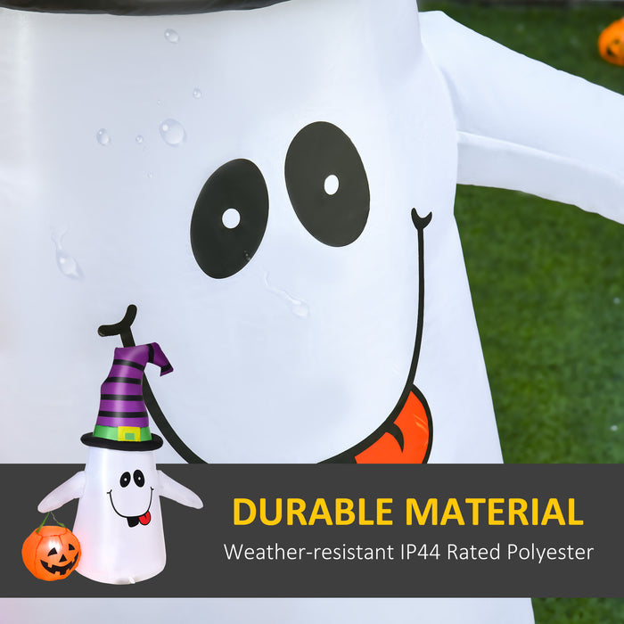 1.2m LED-Lit Witch Ghost & Pumpkin Lantern - Inflatable Halloween Decoration with Built-in Fan - Speedy Delivery, Weatherproof Design for Outdoor Festivities