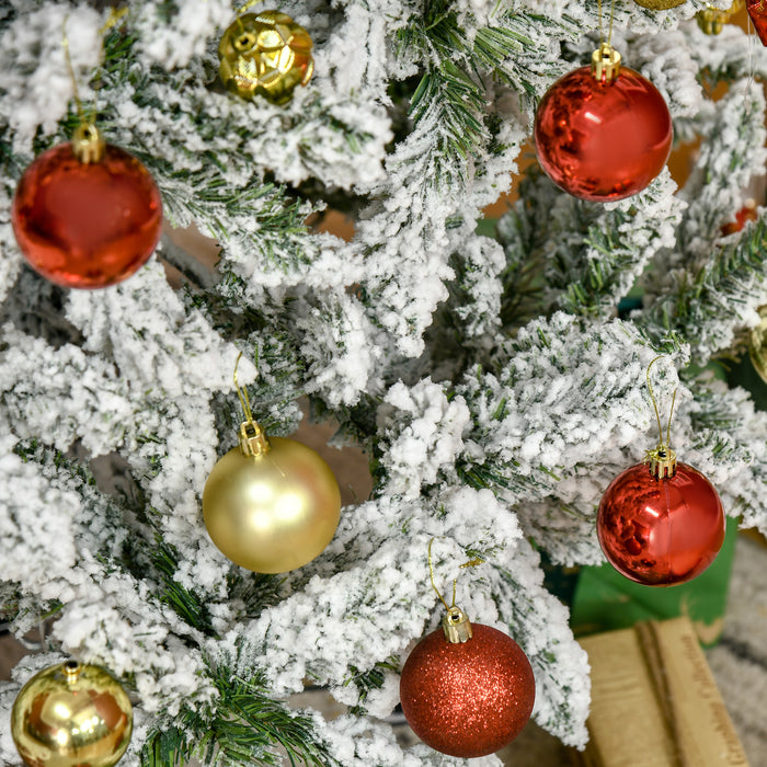 Snow Flocked Artificial Christmas Tree - 5 Ft Xmas Pine with 358 Realistic Branches & Steel Base - Ideal for Festive Holiday Decor & Easy Assembly
