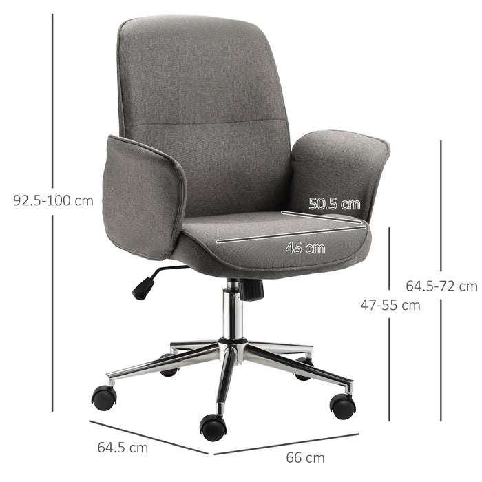 Mid-Back Executive Rocking Office Chair with Adjustable Settings - Swivel, Wheeled, and Comfort-Centric Design in Light Grey - Ideal for Home or Corporate Offices