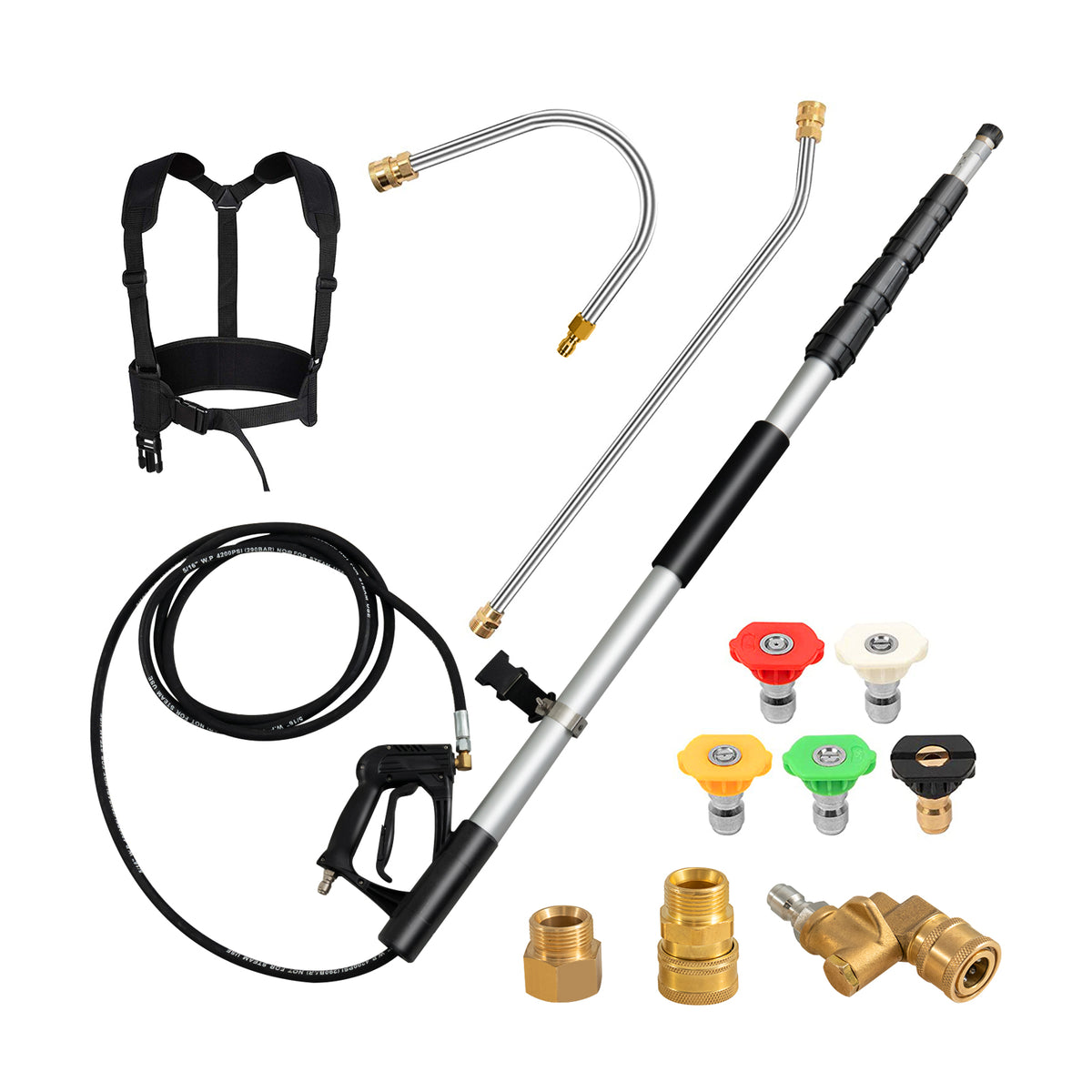 Telescoping Wand Brand - Pressure Washer Accessory with 5 Spray Nozzles - Ideal Solution for Hard-to-reach Washing Tasks