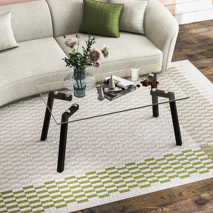Modern Home Furnishings - Tempered Glass Coffee Table with Sleek Metal Legs - Essential Piece for Home Office Decor