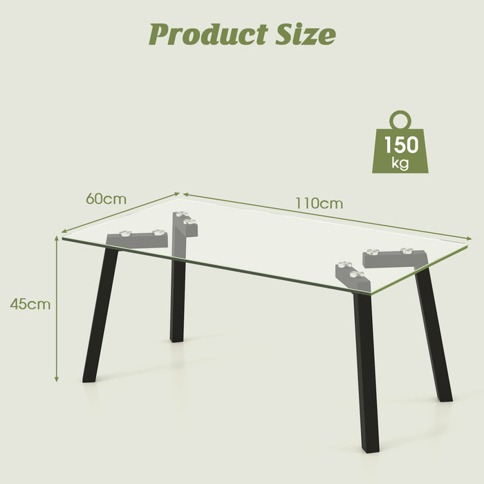 Modern Home Furnishings - Tempered Glass Coffee Table with Sleek Metal Legs - Essential Piece for Home Office Decor