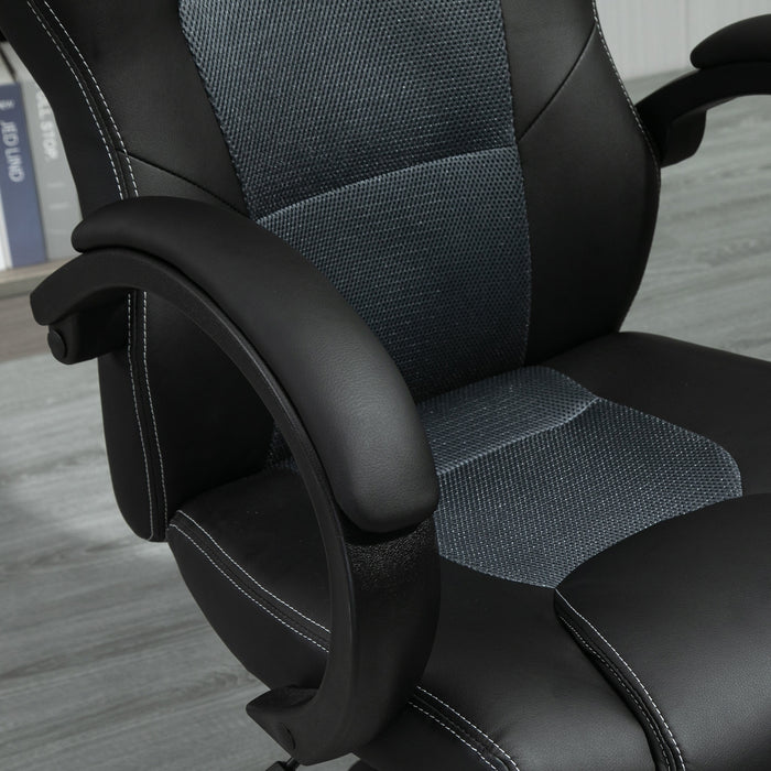 High-Back Swivel Office Chair - Faux Leather Ergonomic Computer Desk Seat with Wheels & Armrests - Comfortable Design for Home or Office Use