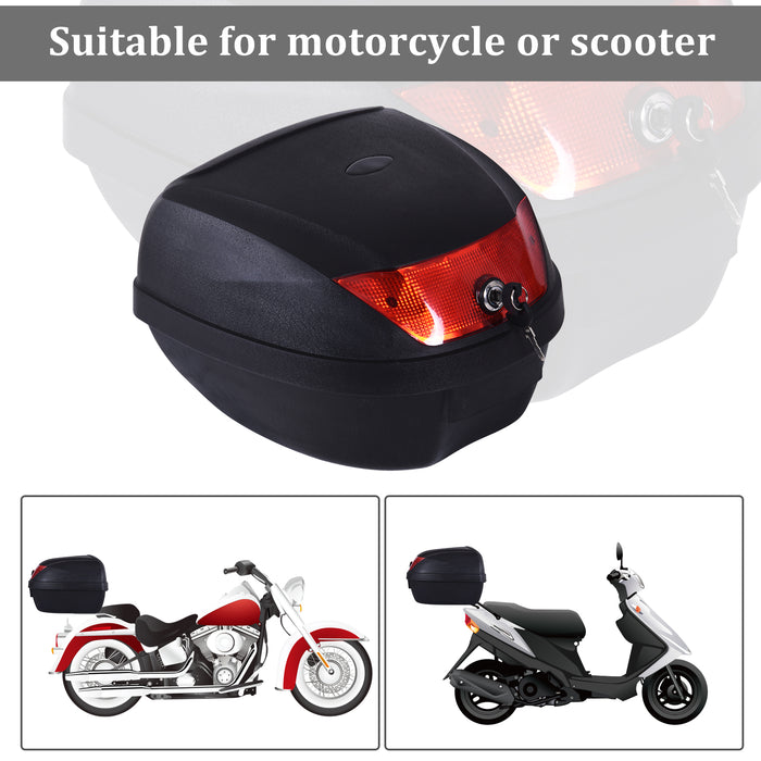 28L Motorcycle Tail Box - Helmet and Gear Storage Top Case - Secure Luggage Solution with Mount Rack and 2 Keys