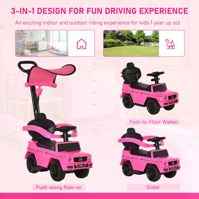 Mercedes-Benz G350 Walker - Ride-On Push Car with Foot-to-Floor Slider and Steering Wheel for Toddlers - Ideal Stroller Alternative for Kids' Mobility Development in Pink