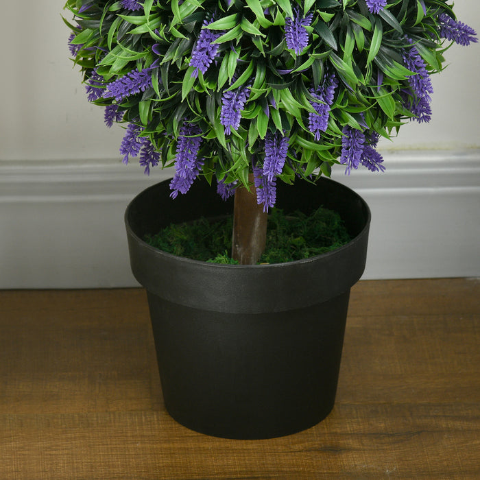 Artificial Lavender Ball Trees in Pots - Set of 2, 110cm Tall, Lifelike Indoor & Outdoor Decor Plants - Perfect for Home and Office Decoration