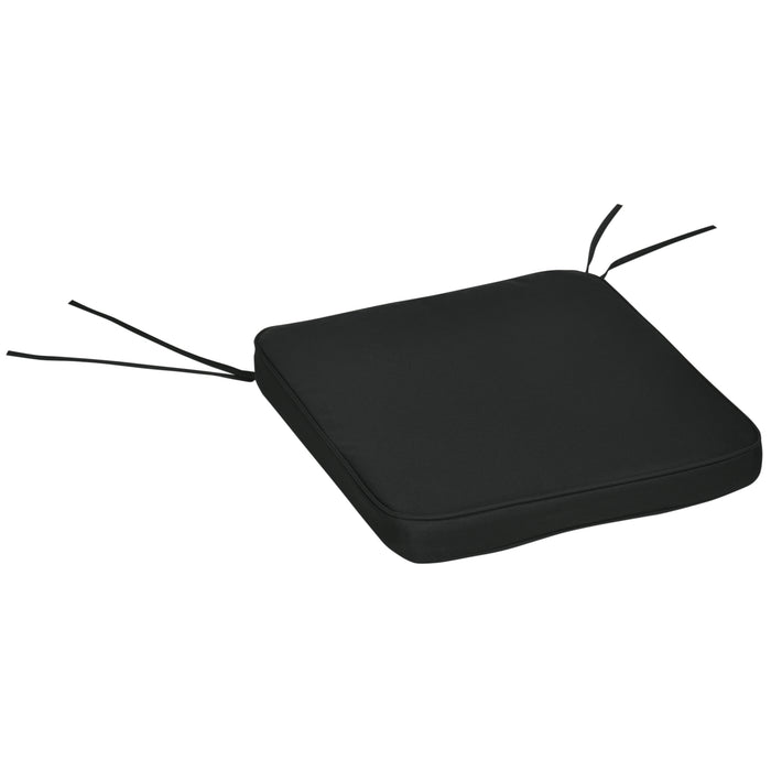 Chair Cushion Seat Pads, Set of 6 with Straps - Comfortable Indoor/Outdoor Dining Chair Enhancements - Removable Tie-On Design for Garden Patio Elegance, Black