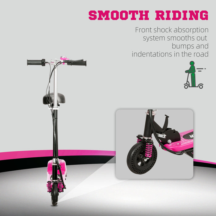 Steel Electric Scooter - Folding E-Scooter with Bell, 15km/h Max Speed, Pink - Ideal for Kids Aged 4-14