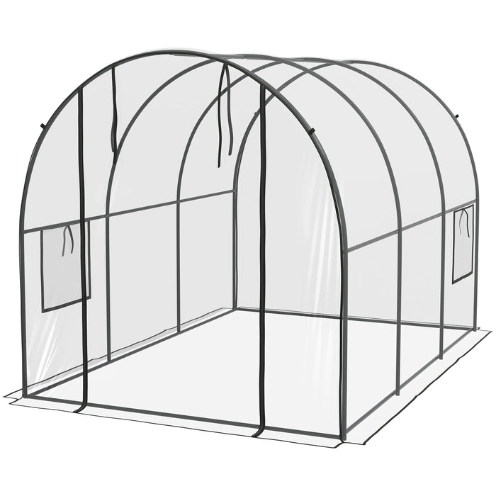 Walk-In Polytunnel Greenhouse - Durable Steel Frame & Clear Plastic Cover with Door and Mesh Window - Spacious 3x2x2m Grow House for Garden Planting