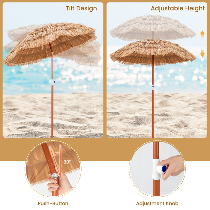 1.9 M Thatched Patio Umbrella - Outdoor Sunshade with Carrying Bag - Perfect Shade Solution for Patio or Garden