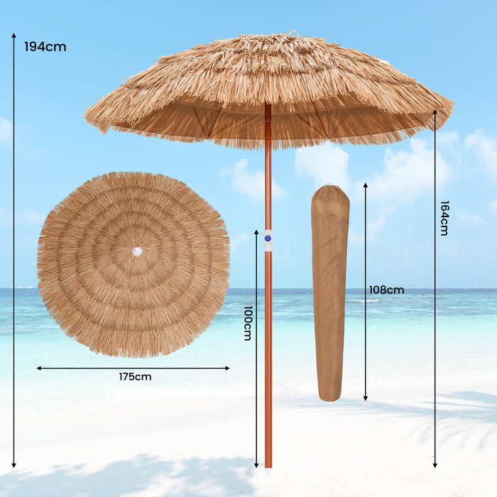 1.9 M Thatched Patio Umbrella - Outdoor Sunshade with Carrying Bag - Perfect Shade Solution for Patio or Garden
