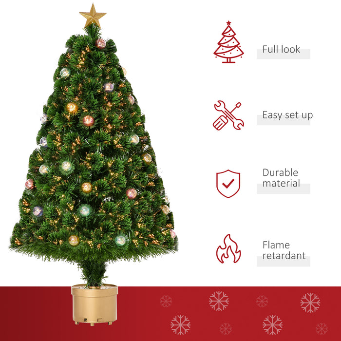 Pre-Lit 4FT Fiber Optic Christmas Tree - Artificial Holiday Decor with Gold Stand for Indoors - Festive Home Xmas Accent