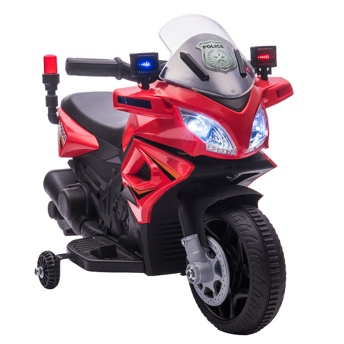 Kids 6V Electric Police Motorcycle - Ride-On Toy with Lights, Horn, and Realistic Sounds - Fun Outdoor Play for Toddlers 18-36 Months in Red