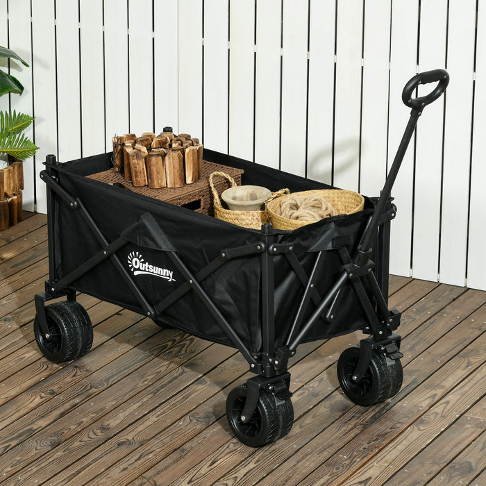 Outdoor Wagon Cart with Folding Design - Heavy-Duty Garden Trolley with 120KG Load Capacity, Comes with Carry Bag - Ideal for Beach, Camping & Festivals