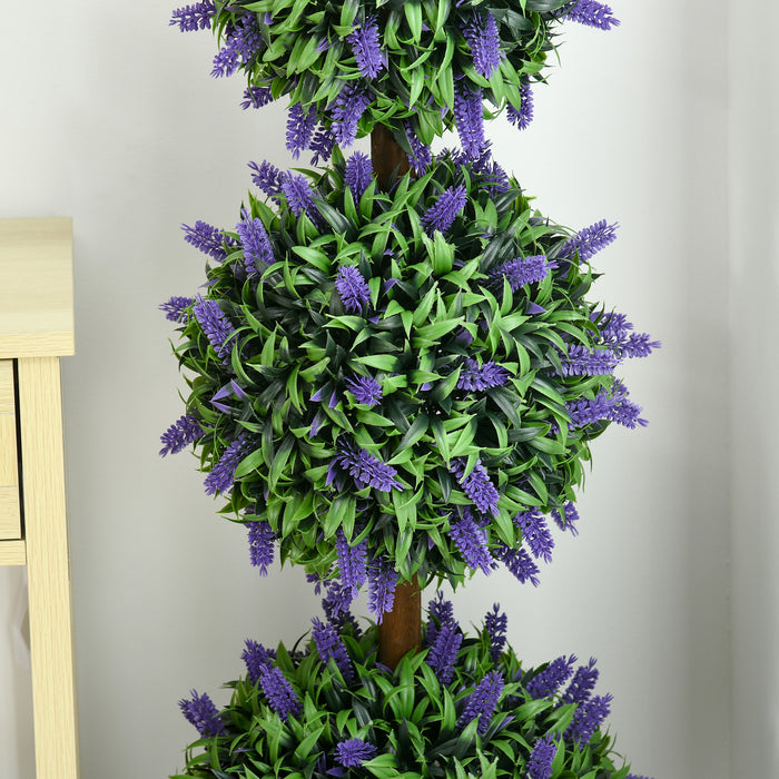 Artificial Lavender Ball Trees in Pots - Set of 2, 110cm Tall, Lifelike Indoor & Outdoor Decor Plants - Perfect for Home and Office Decoration