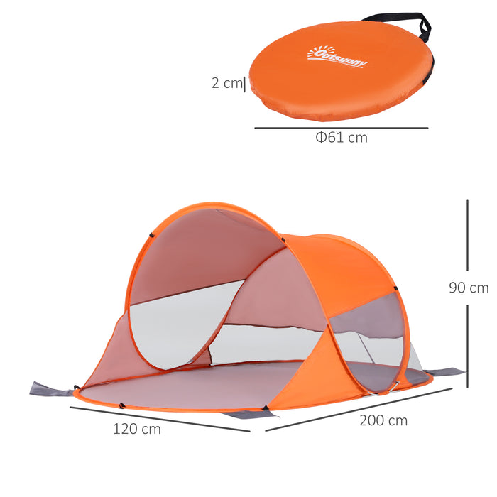 UV 30+ Protection Pop-Up Beach Tent for 1-2 People - Portable Automatic Sun Shelter for Hiking and Patio - Ideal for Outdoor Enthusiasts and Beachgoers, Vibrant Orange