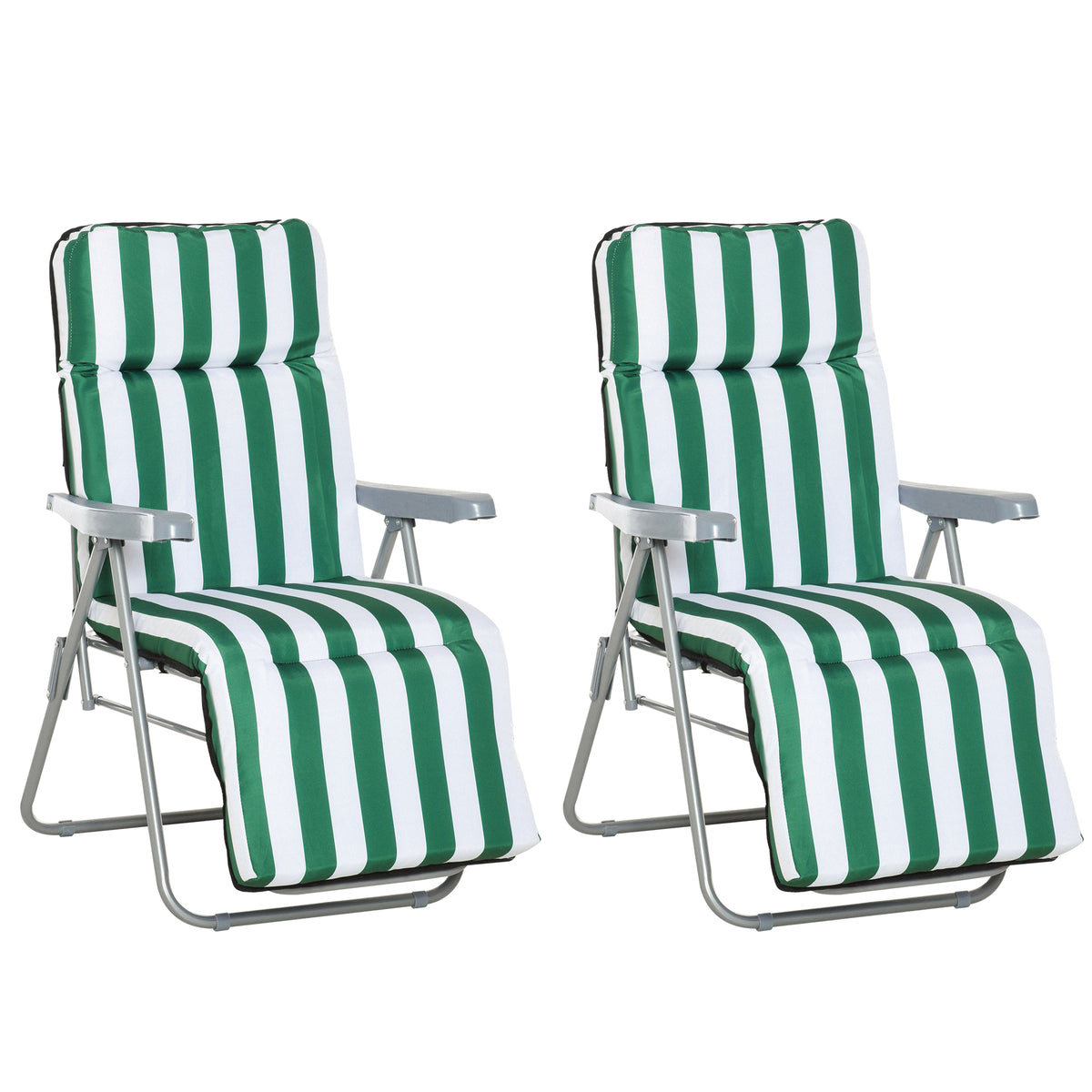 Garden Patio Sun Recliners - Set of 2 Foldable Multi-Position Outdoor Loungers with Fire Retardant Cushions - Ideal for Relaxation and Comfort in Outdoor Spaces