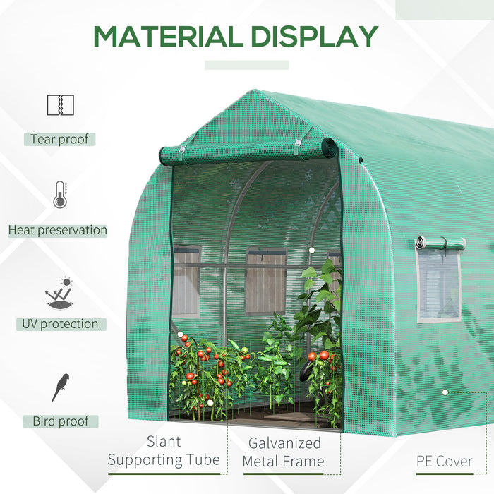 Polytunnel Walk-In Greenhouse with Observation Windows - Sturdy Outdoor Gardening Solution, 3x2M Size - Ideal for Garden and Backyard Enthusiasts