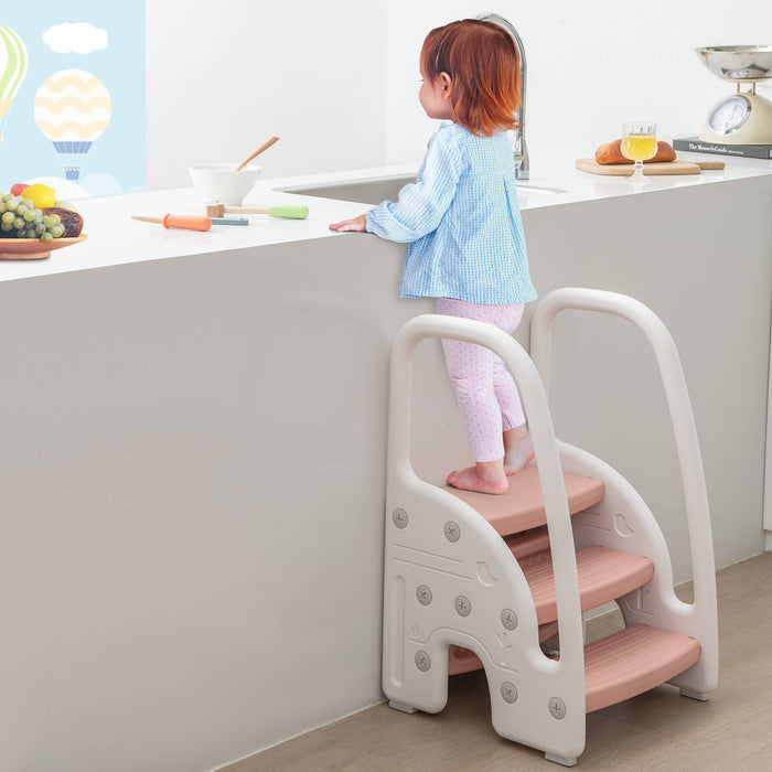 Learning Tower Kids - Toddler Step Stool with 2/3 Height Options and Safety Handles - Perfect for Pink-Loving Children's Learning and Safety Needs