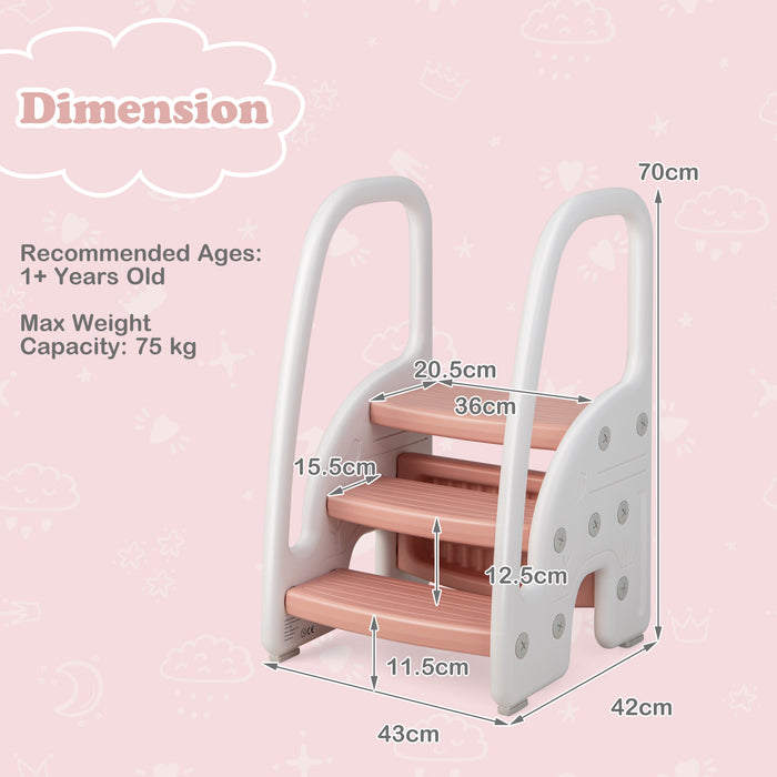 Learning Tower Kids - Toddler Step Stool with 2/3 Height Options and Safety Handles - Perfect for Pink-Loving Children's Learning and Safety Needs