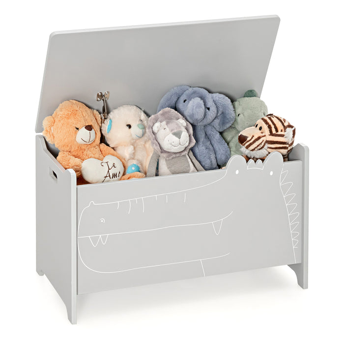 Kids Toy Box 2-in-1 Storage Chest - Flip-up Lid and Safety Hinges, Grey - Perfect for Keeping Children's Play Area Organized