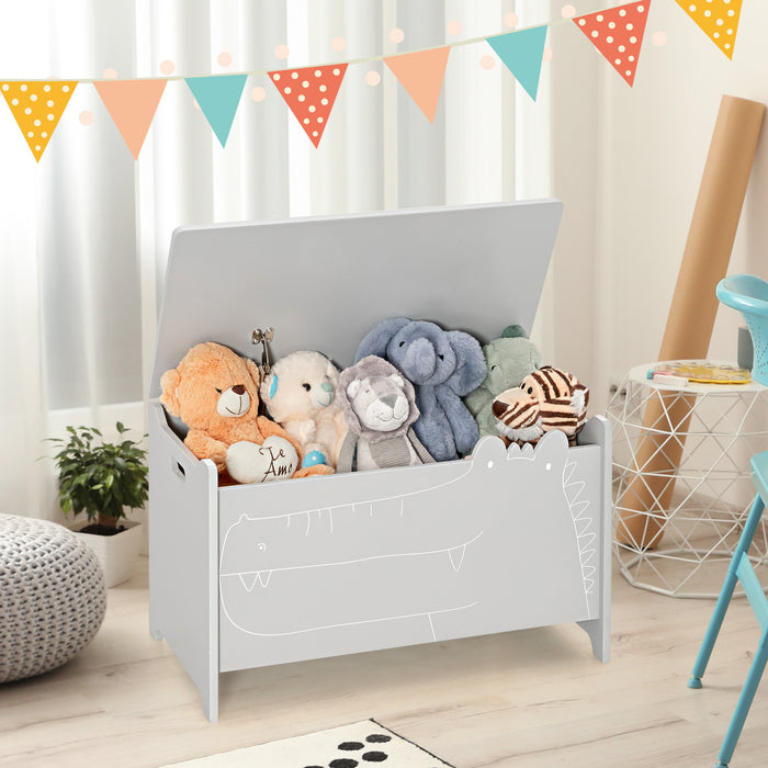 Kids Toy Box 2-in-1 Storage Chest - Flip-up Lid and Safety Hinges, Grey - Perfect for Keeping Children's Play Area Organized