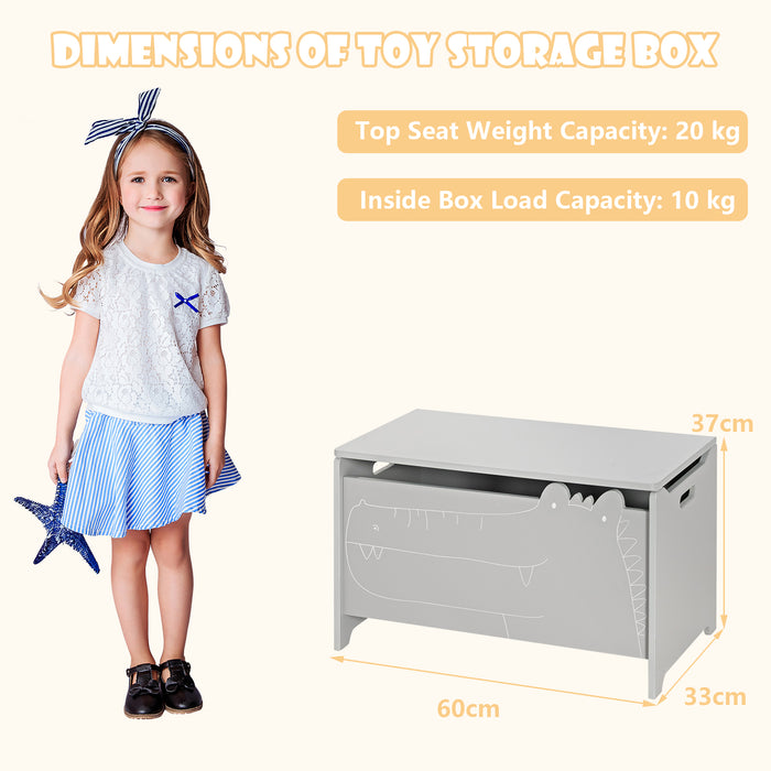 Kids Toy Box 2-in-1 Storage Chest - Flip-up Lid and Safety Hinges, Grey - Perfect for Keeping Children's Play Area Organized