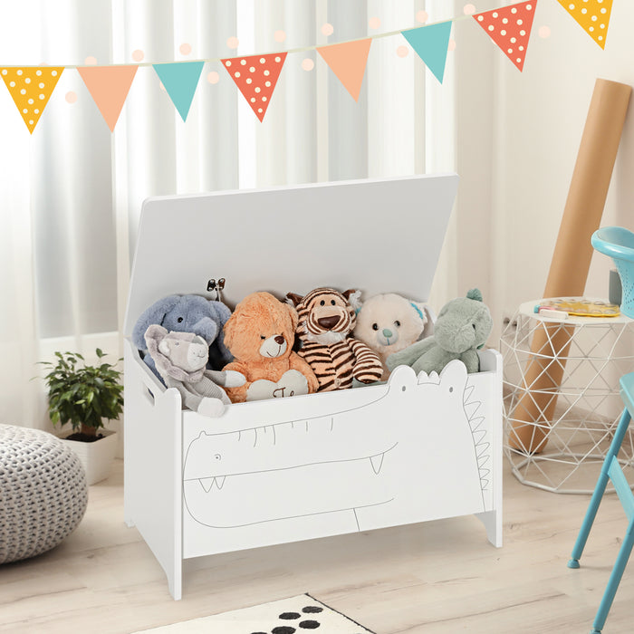 Kids Toy Box 2-in-1 Storage Chest - Flip-up Lid and Safety Hinges, Grey - Perfect for Keeping Children's Play Area Organized