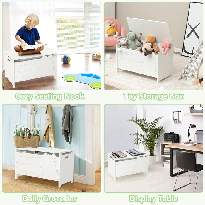 Kids Toy Box 2-in-1 Storage Chest - Flip-up Lid and Safety Hinges, Grey - Perfect for Keeping Children's Play Area Organized