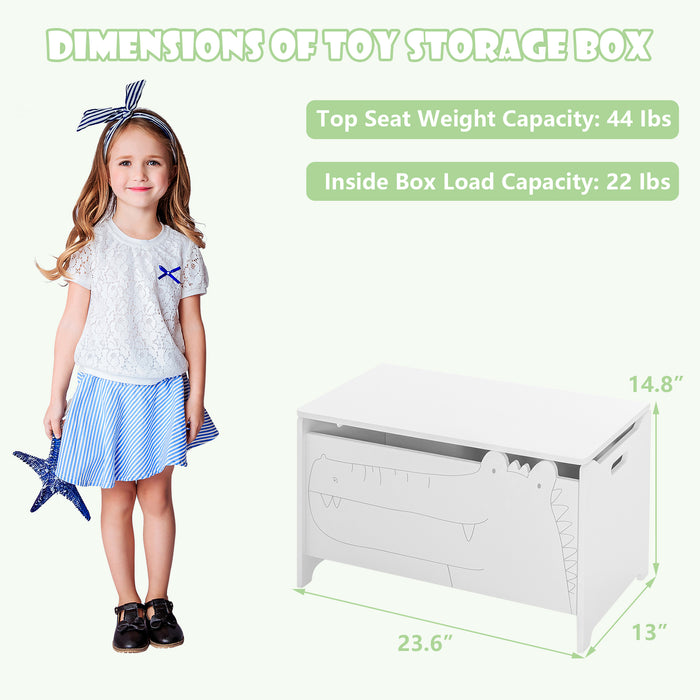 Kids Toy Box 2-in-1 Storage Chest - Flip-up Lid and Safety Hinges, Grey - Perfect for Keeping Children's Play Area Organized