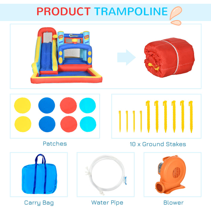 4-in-1 Inflatable Play Center - Bouncy Castle with Slide, Pool, Trampoline, Climbing Wall - Exciting Outdoor Fun for Kids