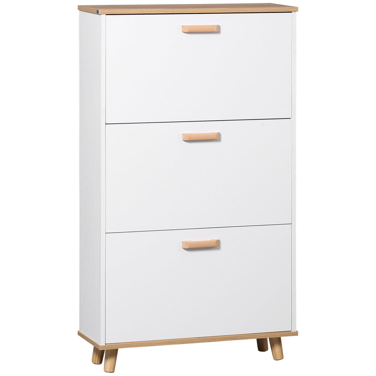 Slim Shoe Storage Cabinet with 3 Flip Drawers - Adjustable Shelves, 12 Pair Capacity - Space-Saving Organizer for Hallway