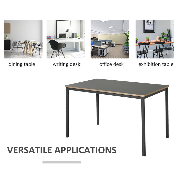 Minimalistic 120cm Dining Table with Steel Frame - Sturdy Rectangular Table with Foot Pads for Home & Work - Ideal for Dining and Display in Grey