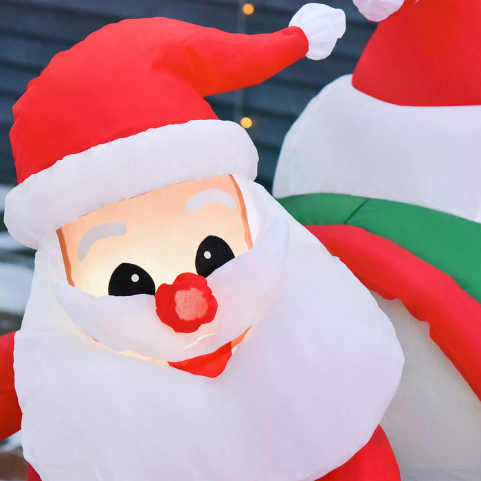 Christmas Inflatable Santa on Airplane with Penguin - 1.2m Light Up Outdoor Decoration - Festive Xmas Decor for Holiday Party Display