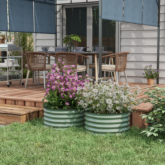 Raised Garden Bed Duo - Metal Planter Boxes with Safety Edging & Easy Assembly - Ideal for Home Gardening & Outdoor Decor