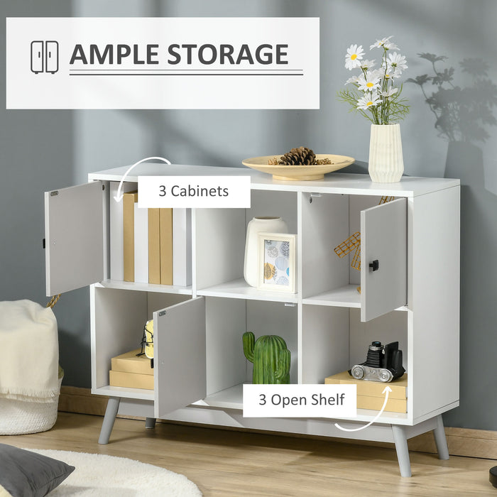 6-Cube Storage Organizer Cabinet - Bookcase and Display Shelf Unit with Doors - Ideal for Dining and Living Room Organization, Grey Finish