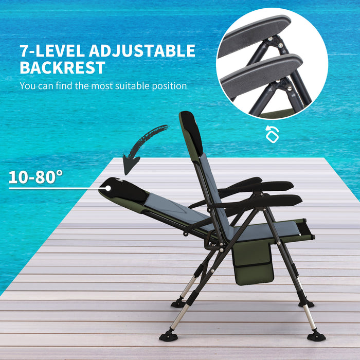 Foldable Metal Outdoor Fishing Chair with Adjustable Legs - Sturdy & Comfortable Design in Green/Black - Ideal for Anglers and Outdoor Enthusiasts
