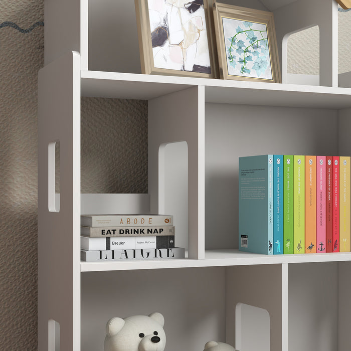 Kids Toy Organizer with 3 Shelves and 6 Cubbies - Sturdy White Storage Solution - Ideal for Playroom and Bedroom Organization