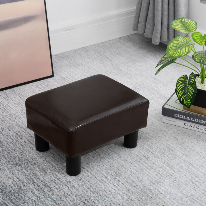 PU Faux Leather Ottoman Cube - Black Footstool with Durable Plastic Legs - Compact, Stylish Seating & Footrest Solution