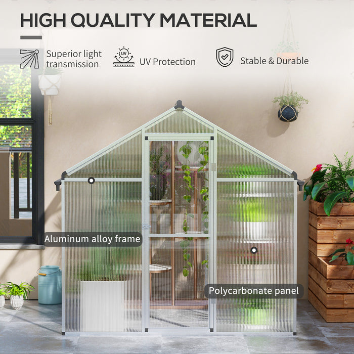Large 6x6ft Polycarbonate Greenhouse - Durable Walk-In Plant Grow House with Rain Gutters and Window - Ideal for Gardeners and Year-Round Plant Cultivation